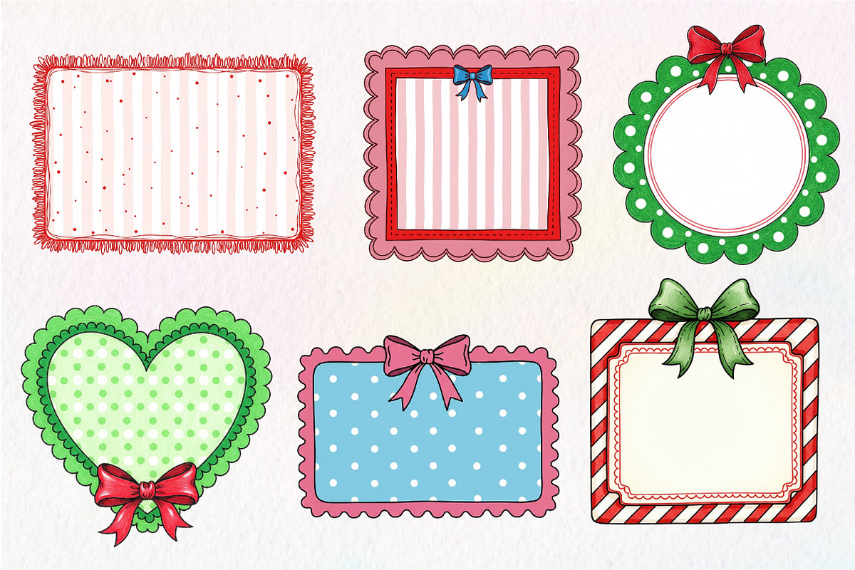 Christmas Coquette Frame Clipart, an Illustration by Dream Creation (Photo 2 of 4)