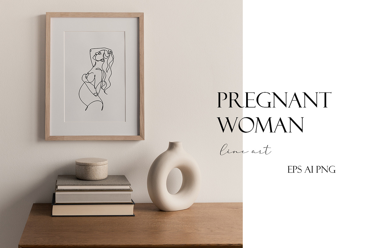 Pregnant woman line art, a Healthcare Illustration by velychko.ua (Photo 3 of 11)