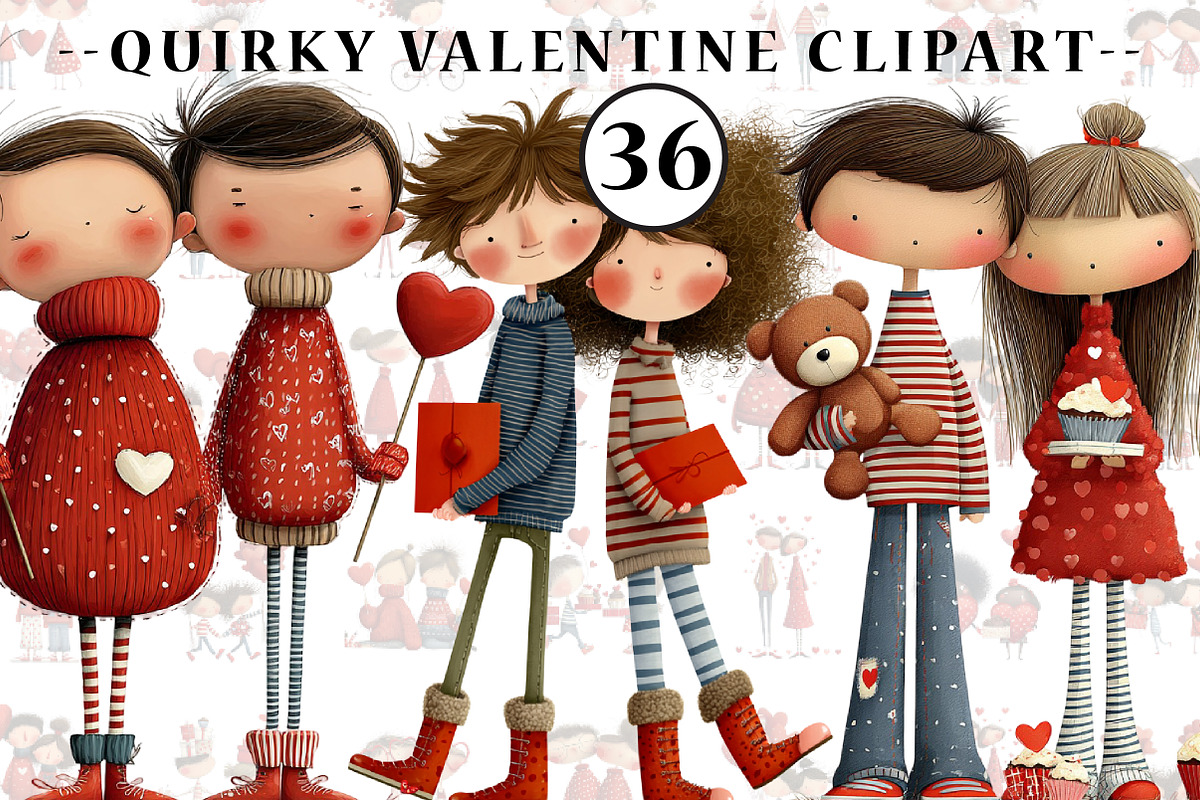 Quirky Valentine Clipart, an Illustration by CreationArt (Photo 1 of 7)
