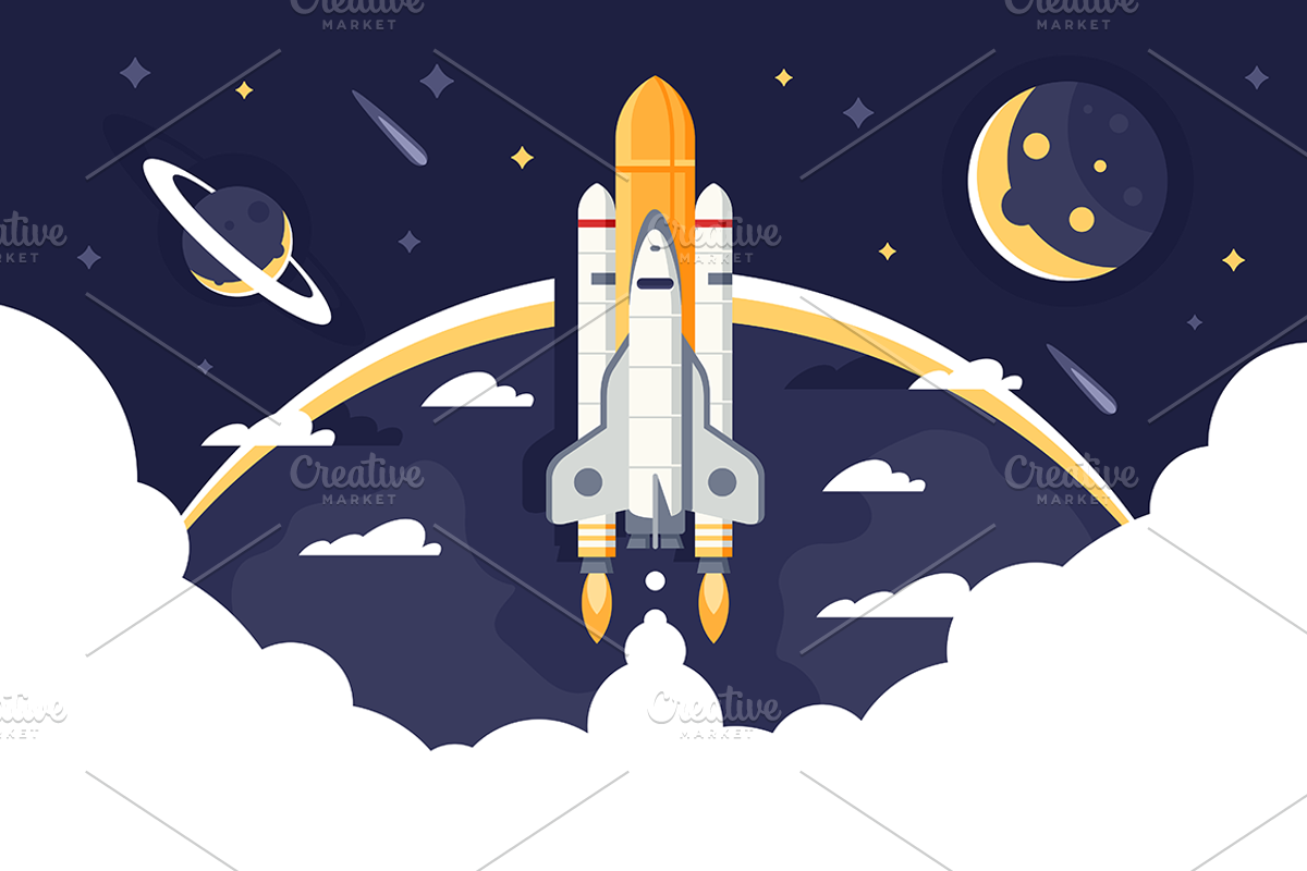 Space and flights, a Technology Illustration by Evanat Illustrations