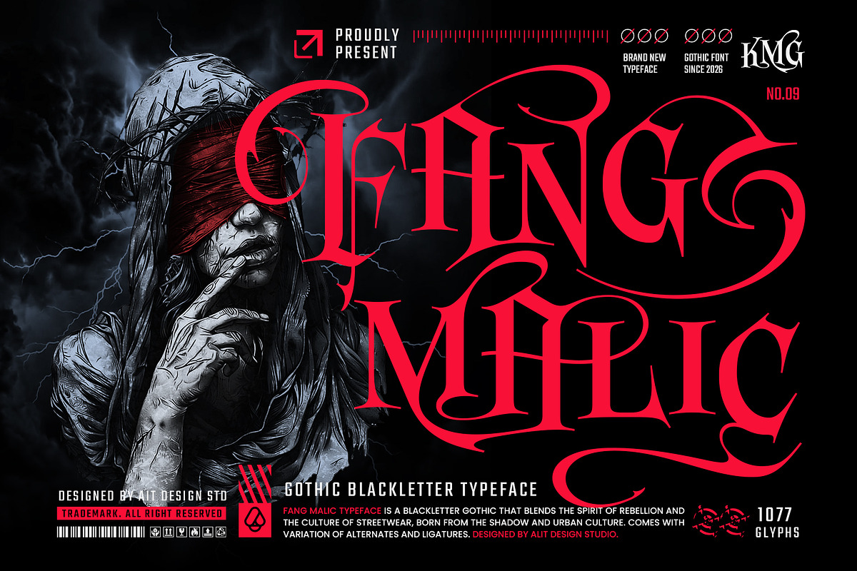 Fang Malic Typeface, a Blackletter Font by alit design (Photo 1 of 20)