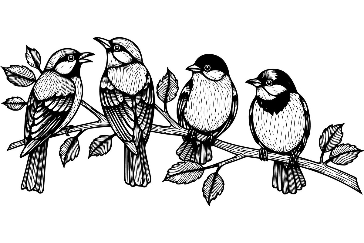Birds on Branch Vector Collection, an Illustration by Designer_Momina (Photo 21 of 21)