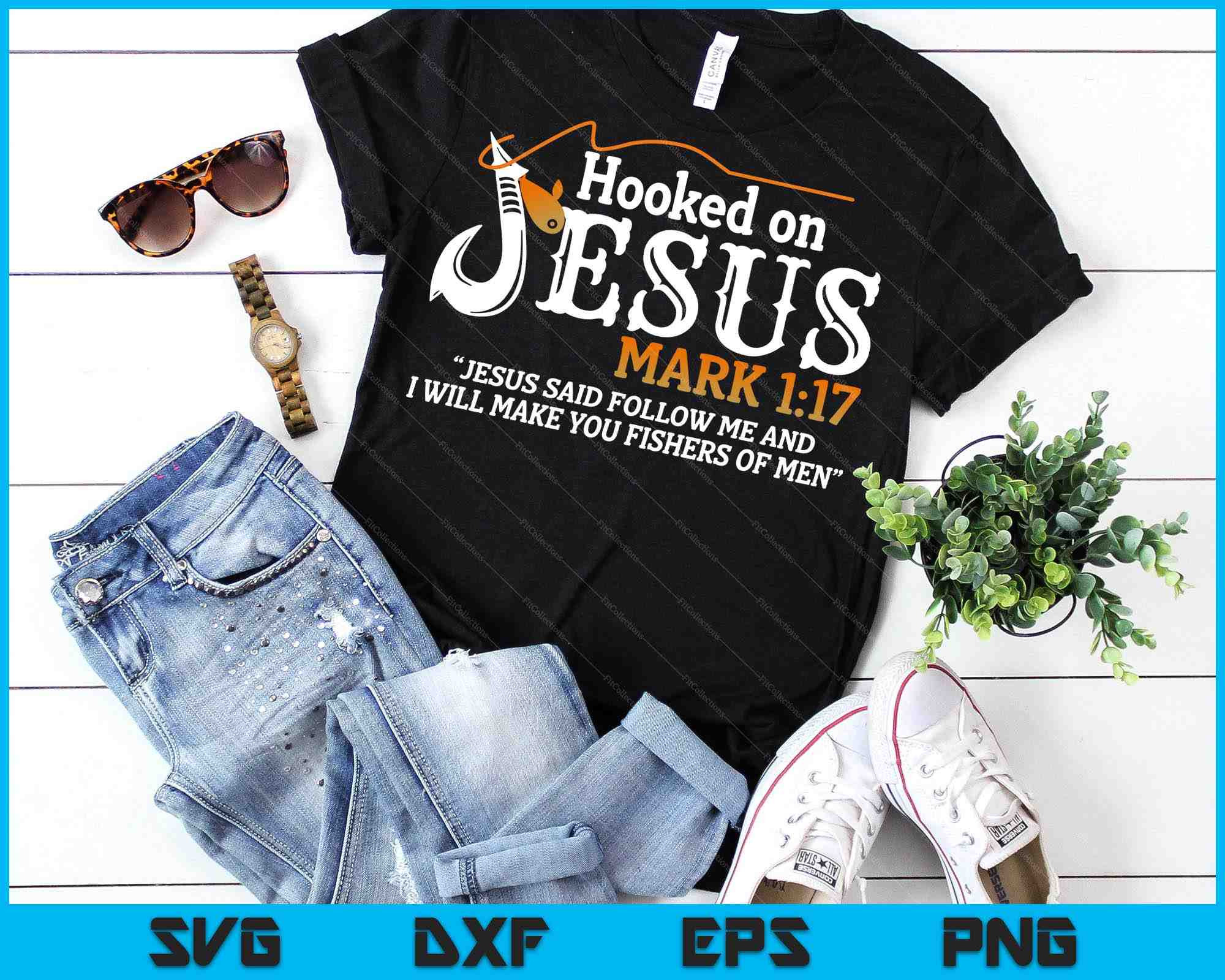 Hooked On Jesus Fishing SVG PNG