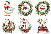 Christmas Farm Animals Clipart, a Seasonal Illustration by CitraGraphics (Thumbnail 4 of 7)