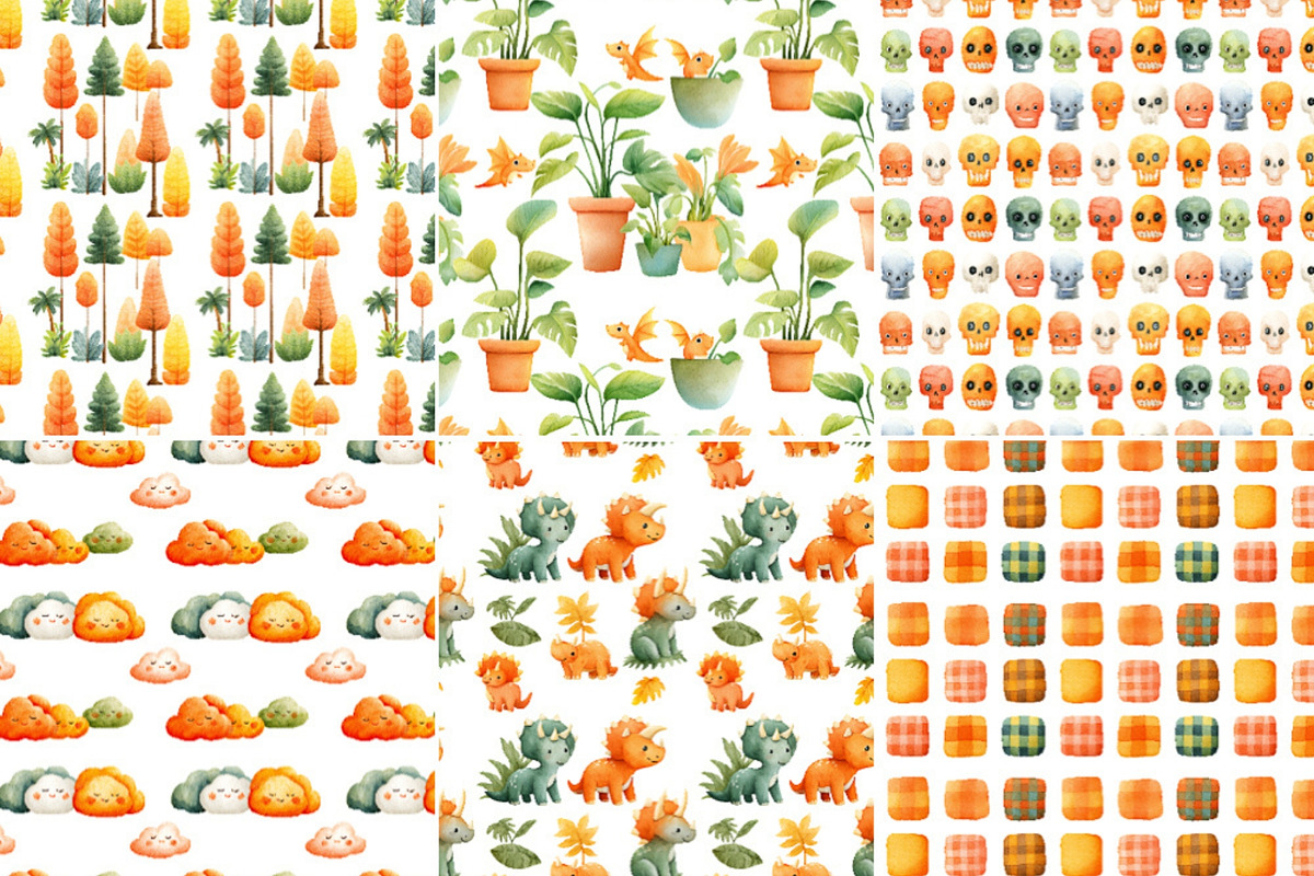 Cute Dinosaur Clipart + Patterns, an Animal Illustration by Nicole Branger Art (Photo 13 of 27)
