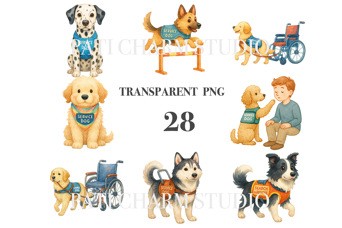 28 Service Dog Clipart, an Animal Illustration by Pati Charm Studio (Photo 3 of 8)
