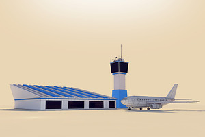 Cartoon Low Poly Airport