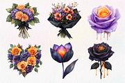 Watercolor Halloween Flowers Clipart, an Illustration by Dream Creation (Thumbnail 2 of 7)