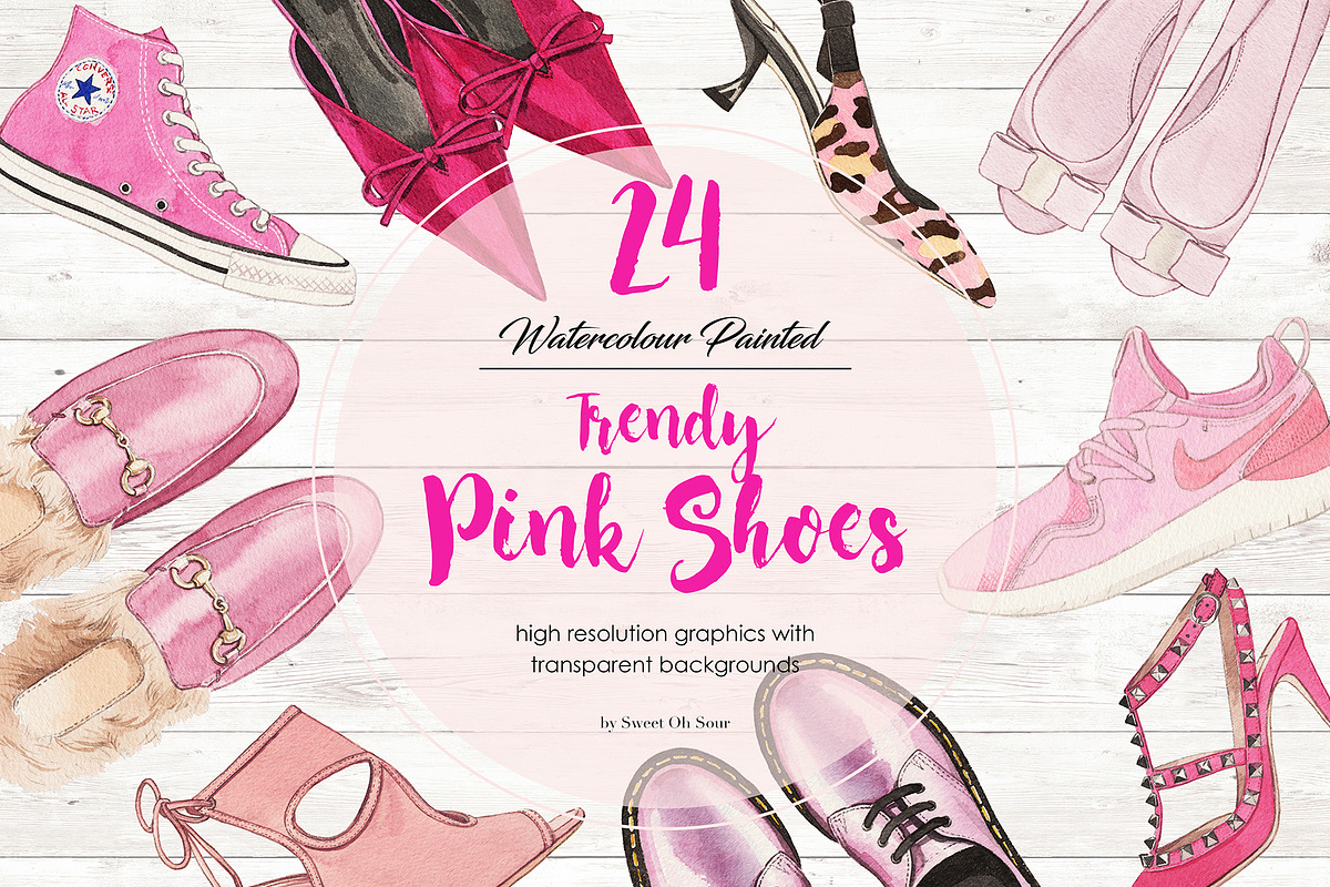 24 WATERCOLOR PAINTED PINK SHOES, an Illustration by Sweet Oh Sour (Photo 1 of 5)