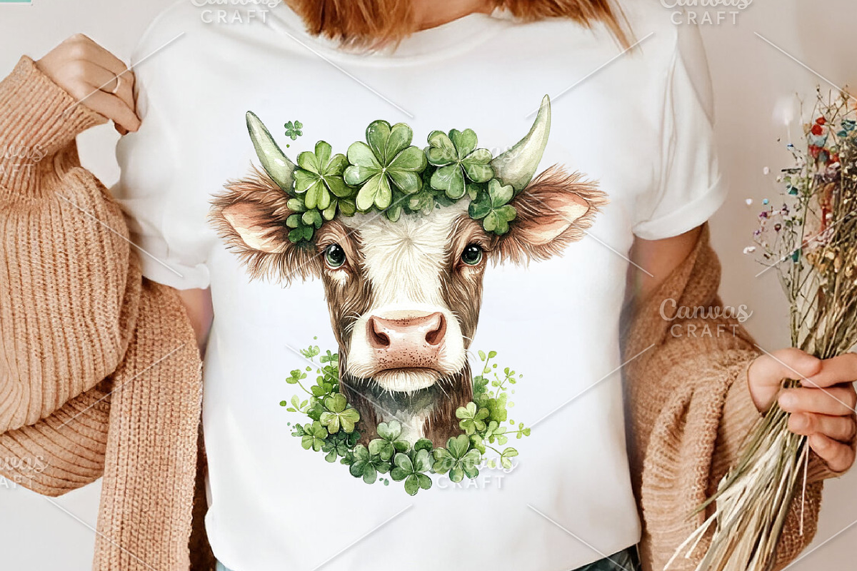 Watercolor St.Patrick's Cow Clipart, an Illustration by Canvas Craft (Photo 4 of 6)