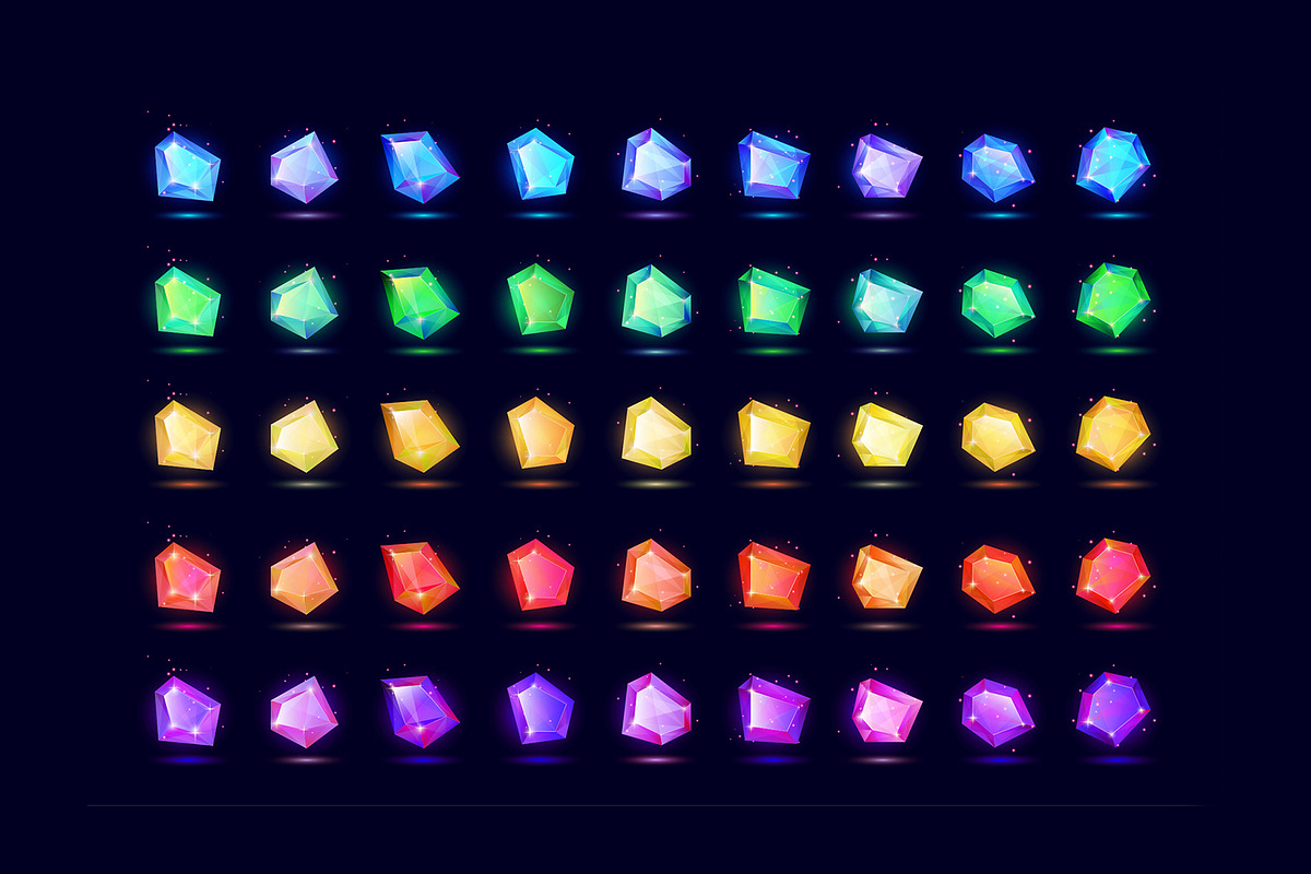 Gems icon Vector Set, an Illustration by Olga Ryzychenko (Photo 3 of 3)