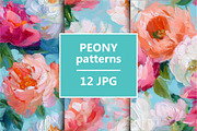 Impressionistic Peony Patterns Set, a Pattern Graphic by LoveDesignShop (Thumbnail 1 of 9)