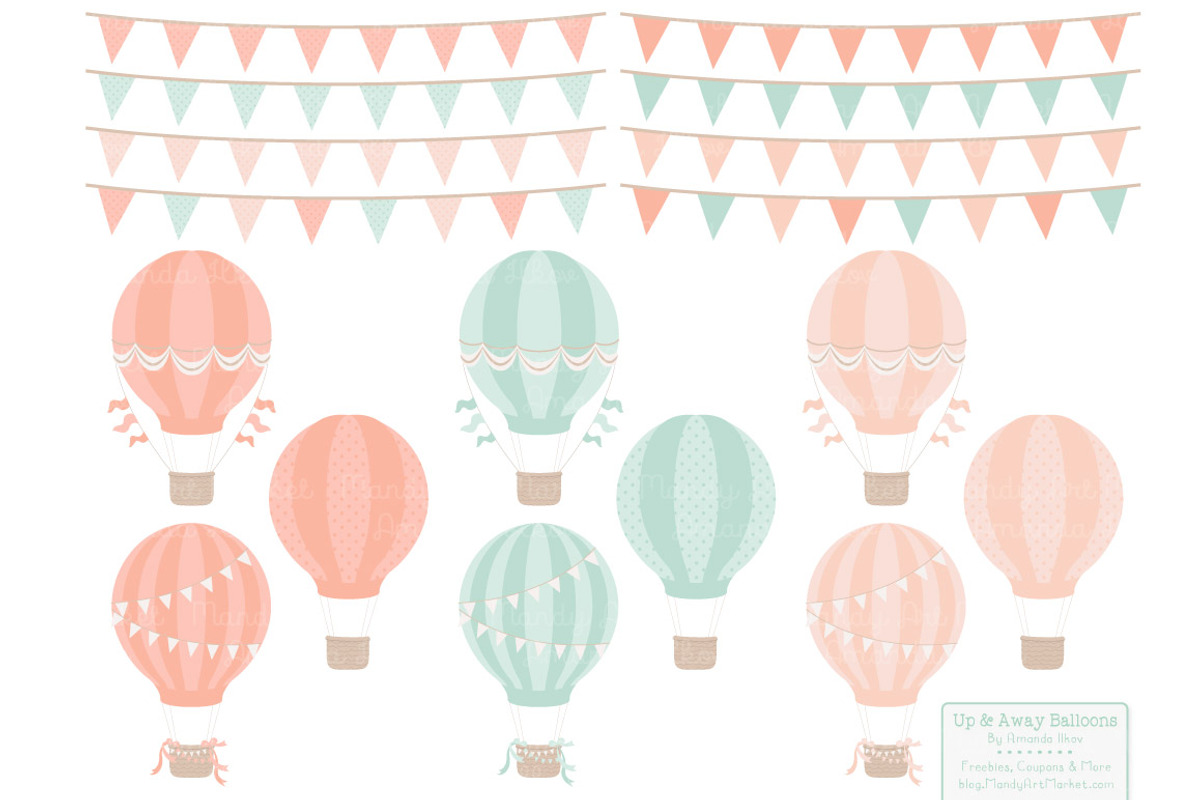 Mint & Peach Hot Air Balloons, an Illustration by Amanda Ilkov (Photo 4 of 5)