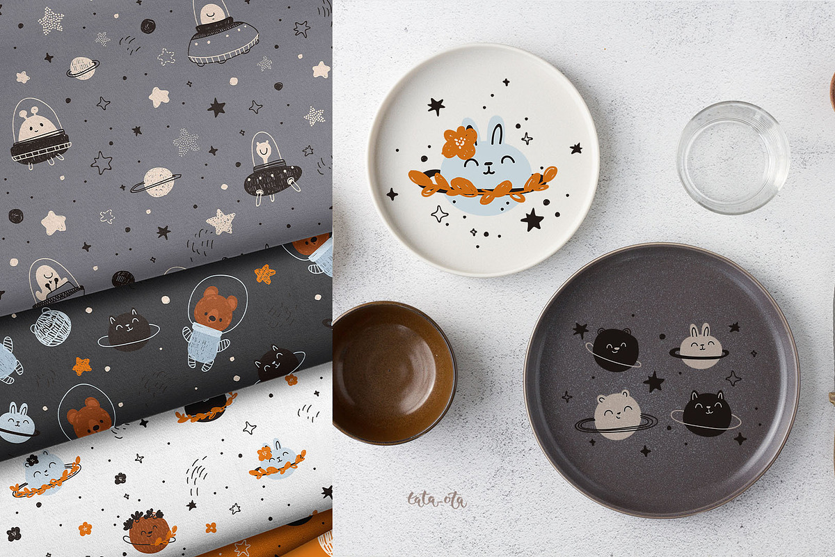 Space. Little astronauts, an Animal Illustration by tata_ota (Photo 2 of 13)