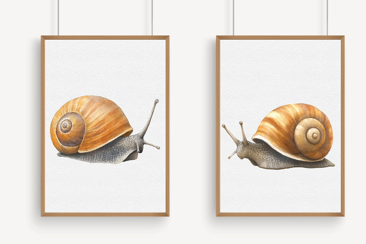 Watercolor snail clip art, an Illustration by Libby Wishes (Photo 3 of 7)