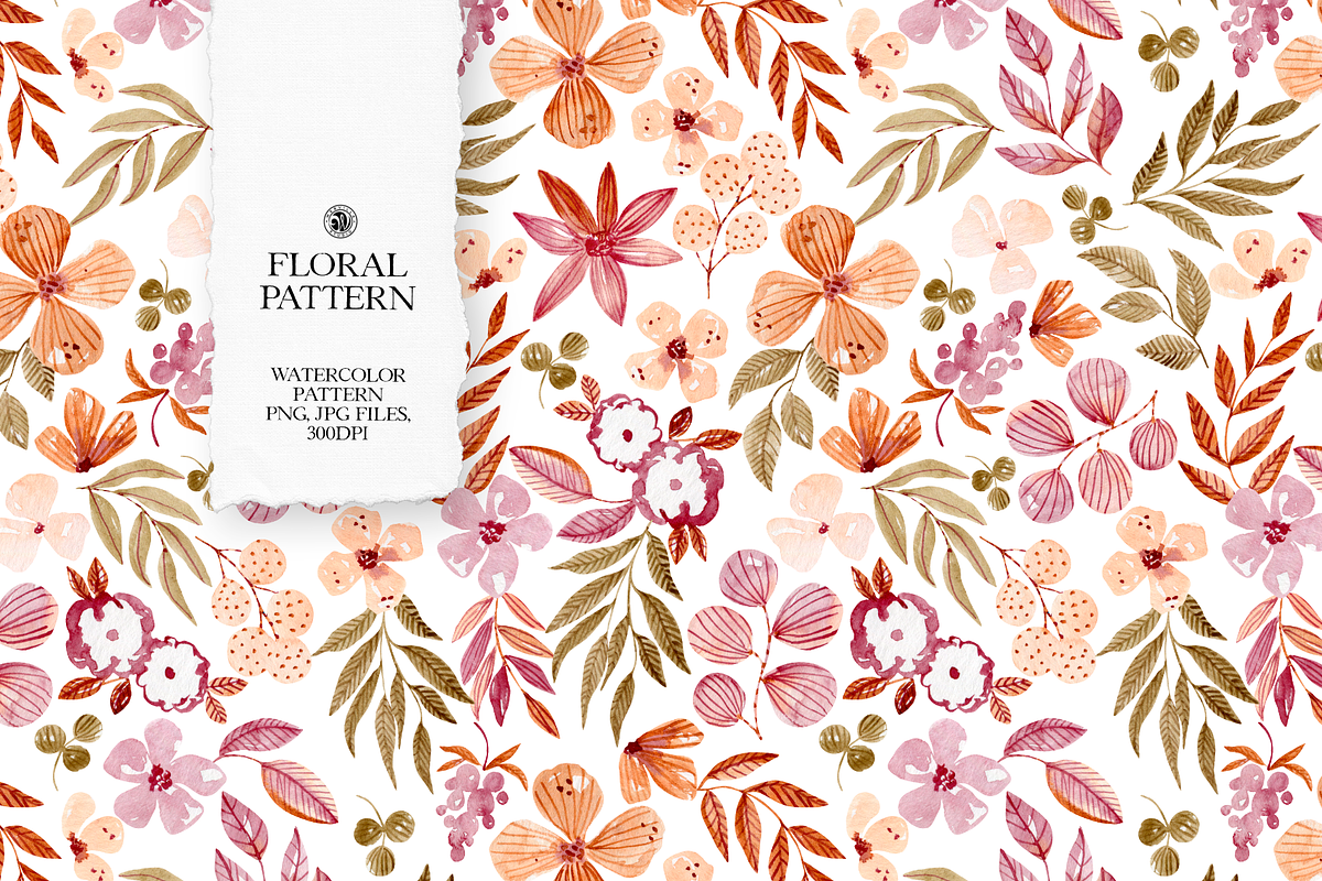 Floral Watercolor Pattern, a Pattern Graphic by Webvilla Studio (Photo 1 of 6)