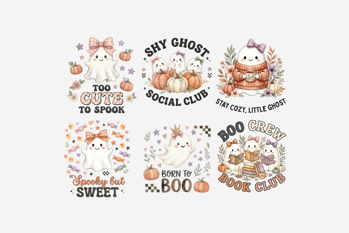 Cute Halloween Ghost Quotes Clipart, a Seasonal Illustration by Tanya Kart (Photo 11 of 11)
