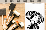 Stencil Asian Woman Parasol, a Decorative Illustration by MARYCRAFTIRIA (Thumbnail 2 of 3)