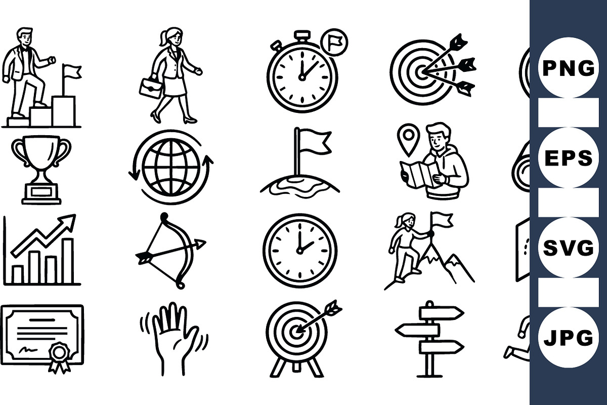 Goal Achievement Icon Set, an Illustration by designvectx (Photo 1 of 3)