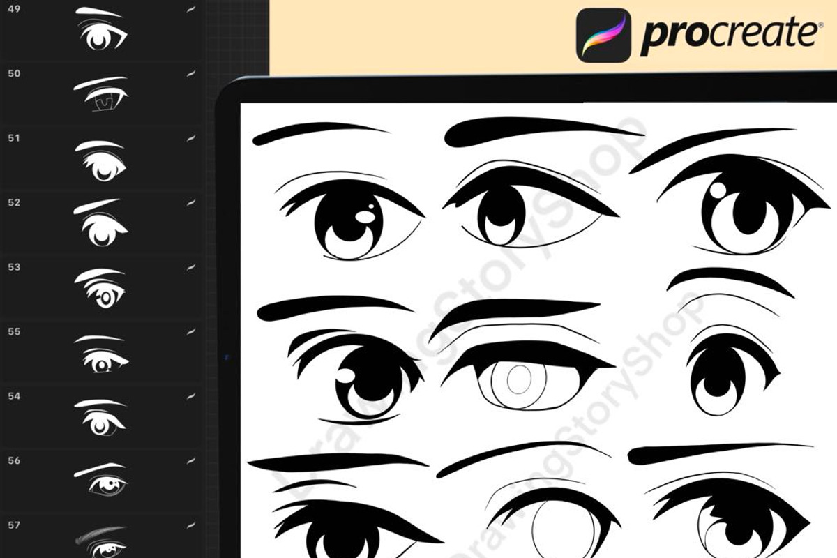 100 Procreate Eyes Male Stamps, a Brush Add-On by DrawingStoryShop (Photo 4 of 5)