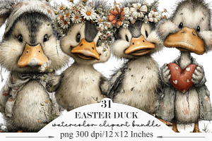 Whimsical Easter Duck Clipart, an Illustration by Designking