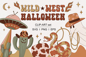 Western Halloween Ghost Clipart Set