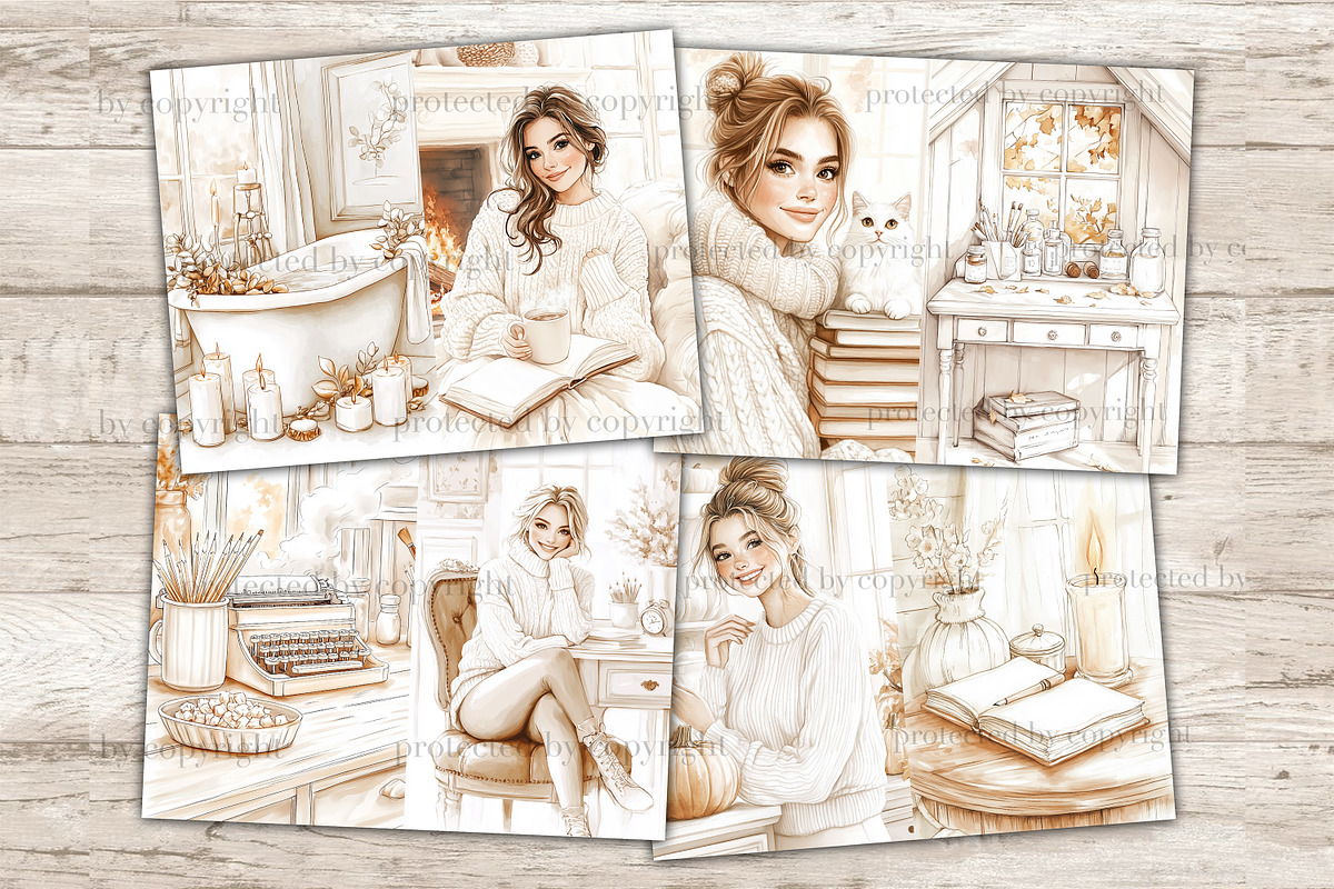 Neutral Autumn Junk Journal Pages, an Illustration by GlamArtZhanna (Photo 6 of 10)
