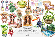Watercolor Viva Mexico Clipart, an Illustration by Design Market (Thumbnail 1 of 5)