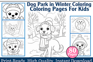 Dog Park in Winter Coloring Pages