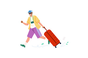Tourist running to catch a plane, a Transportation Illustration by pikepicture