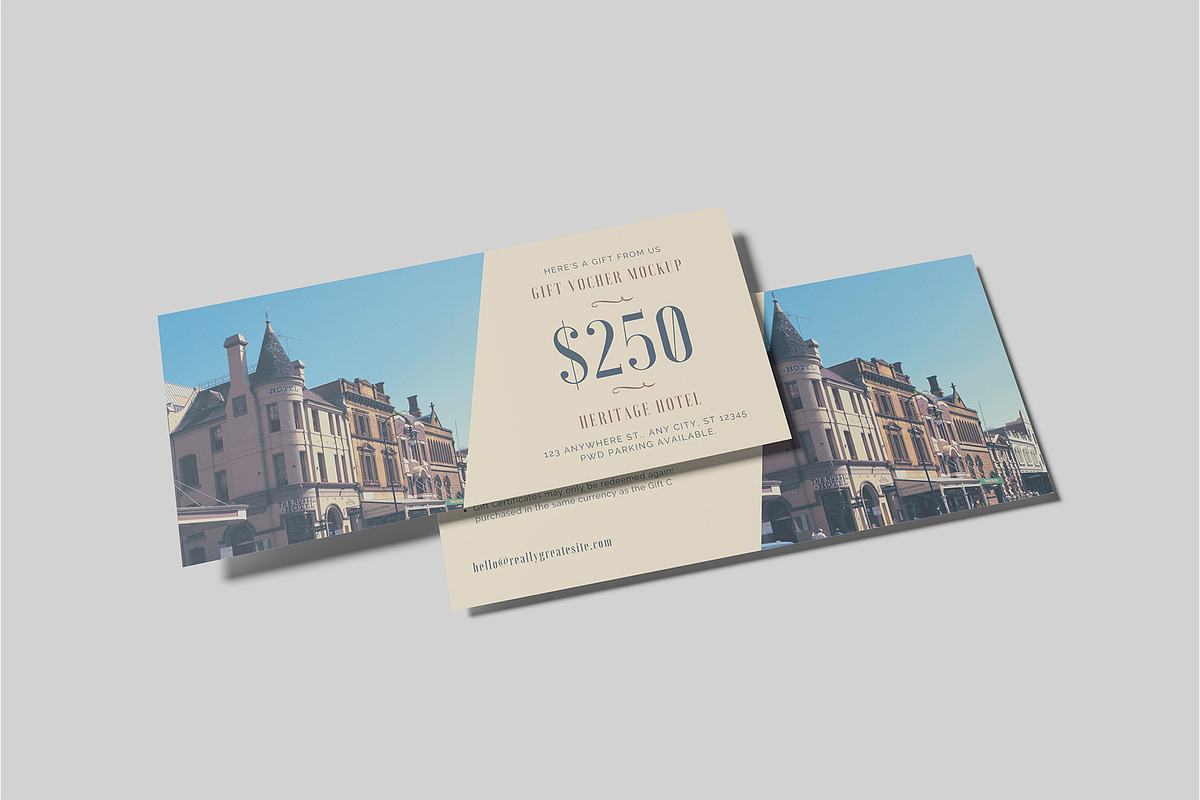 Gift Voucher Mockup, an Advertising Mockup by Bangdastudio (Photo 3 of 15)