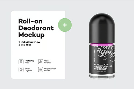 Clear Glass Roll-On Deodorant Mockup, a Packaging Mockup by zphotographystudio
