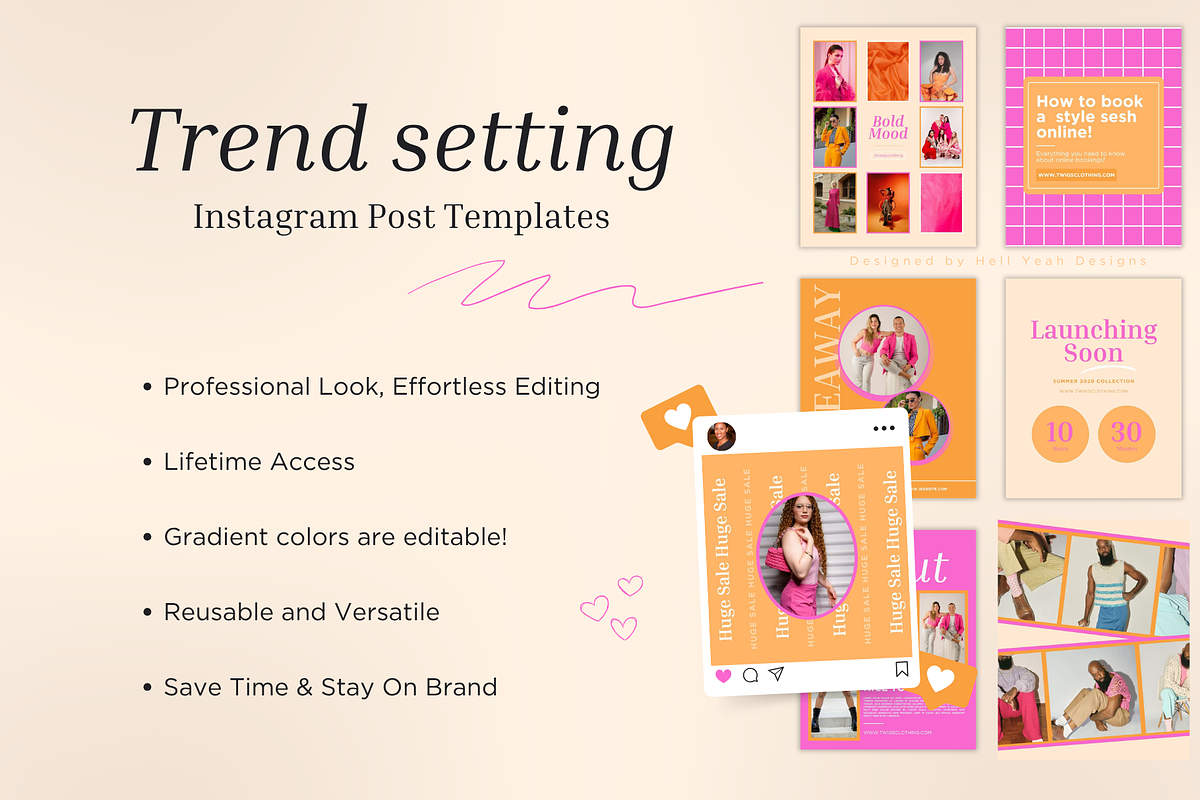 Trendsetter Instagram Post Templtes, a Social Media Template by Hell Yeah Designs (Photo 2 of 7)