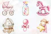 Pink Baby Girl Nursery Clipart, an Illustration by RobertsArt (Thumbnail 5 of 7)