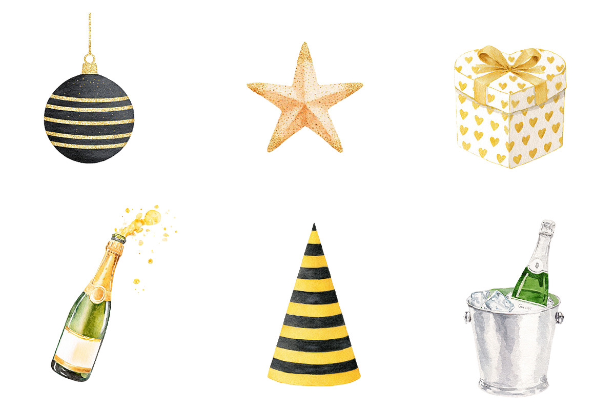 Watercolor New Year Clipart, an Illustration by CreationArt (Photo 6 of 7)