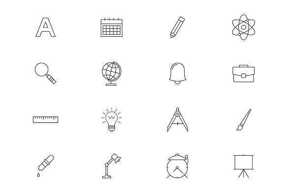 School Education Outline Icons