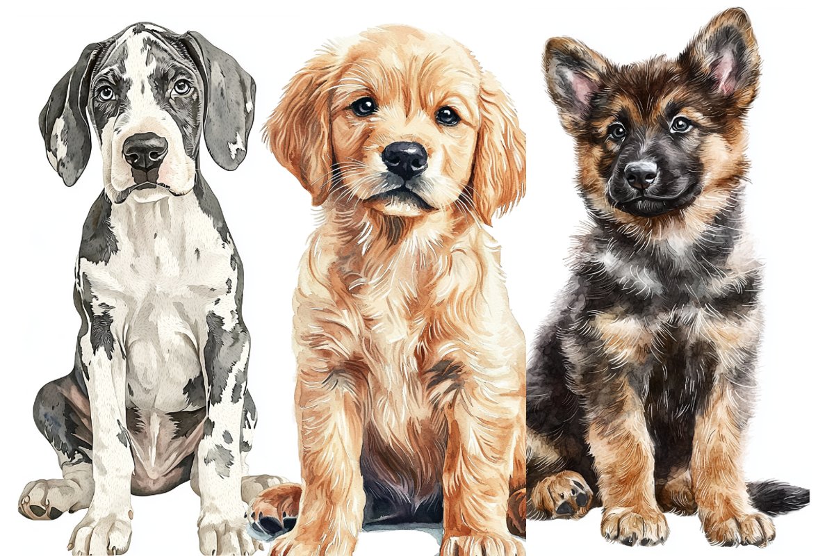 Watercolor Puppies Clipart, an Animal Illustration by PrintHaven Designs (Photo 3 of 10)