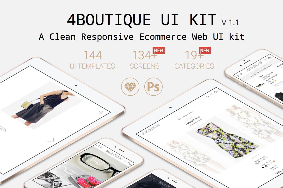 4Boutique Ecommerce UI KIT Bundle, an UI Kit Template by 4EB Studio (Photo 1 of 10)