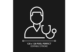 Diagnostics pixel perfect white line, an Outline Icon by IMG Visuals
