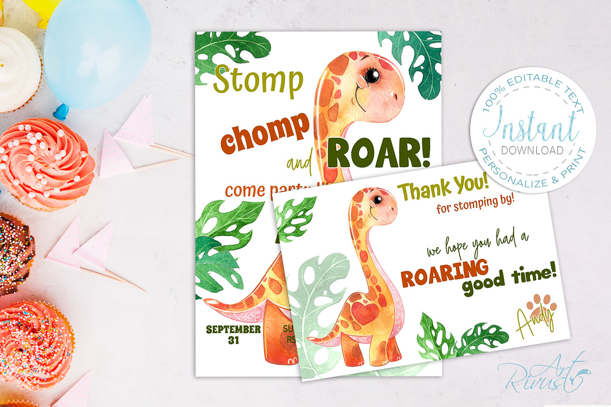 Dinosaurs watercolor, cute dino's, an Animal Illustration by RivusArt (Photo 5 of 9)