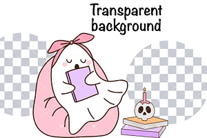 Ghost Reading Books Clipart