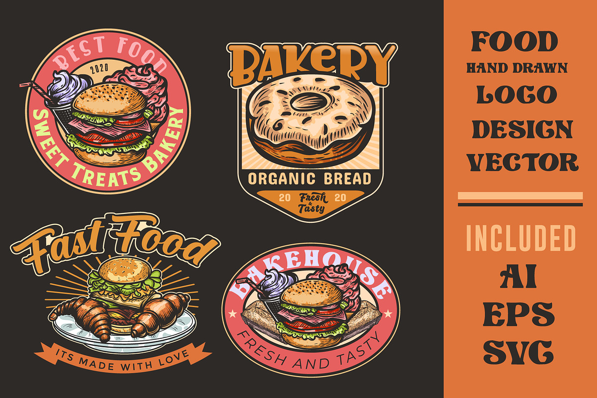 set of vintage food labels, a Branding & Logo Template by Billah Hub