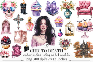 Watercolor Chic to Death Clipart, an Illustration by Designking