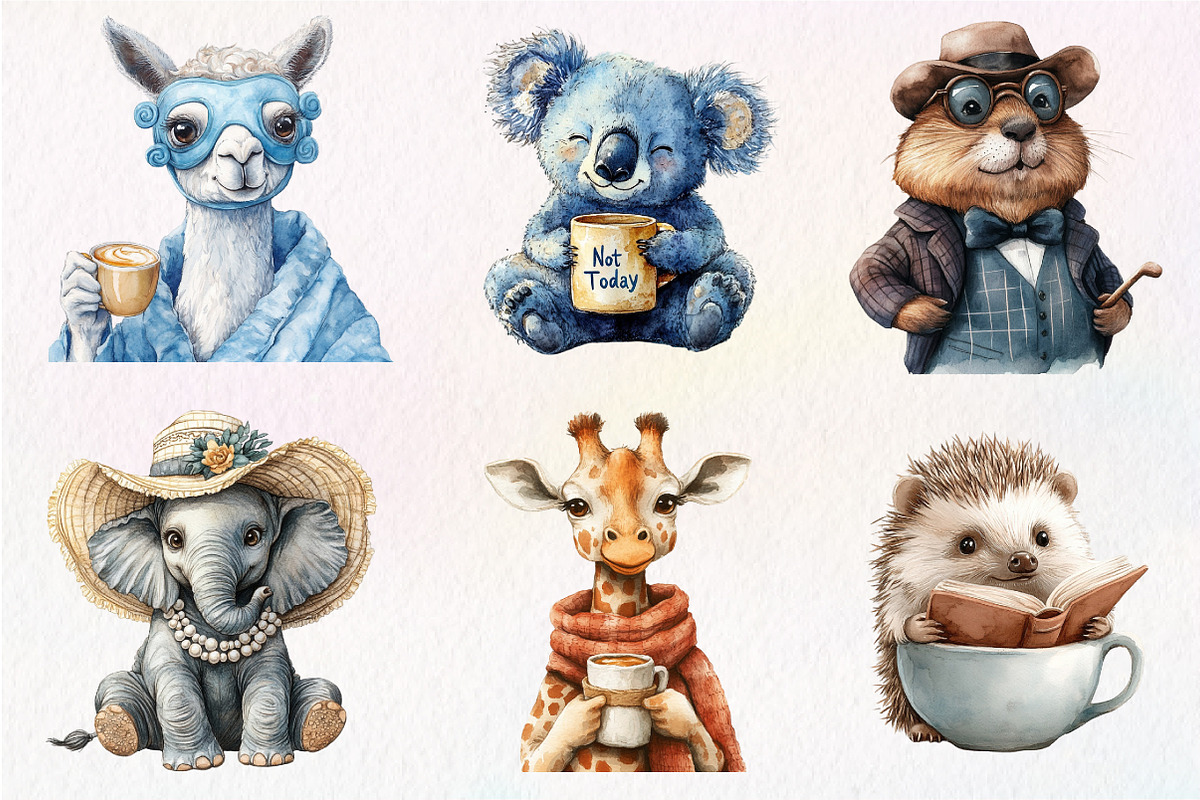 Watercolor Funny Animals Clipart, an Illustration by Dream Creation (Photo 2 of 7)