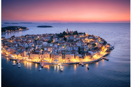 Aeriel view of old town with street