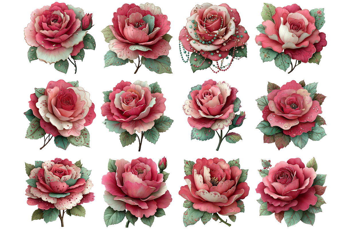 Colorful Rose in Mardi Gras Clipart, an Illustration by DreamArtGraphic (Photo 2 of 4)