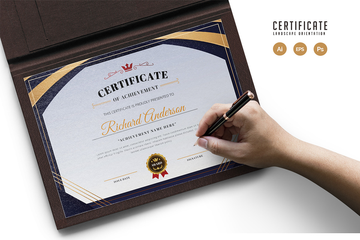 578. Modern Certificate Template, a Stationery Template by CreativeRezwan (Photo 1 of 2)