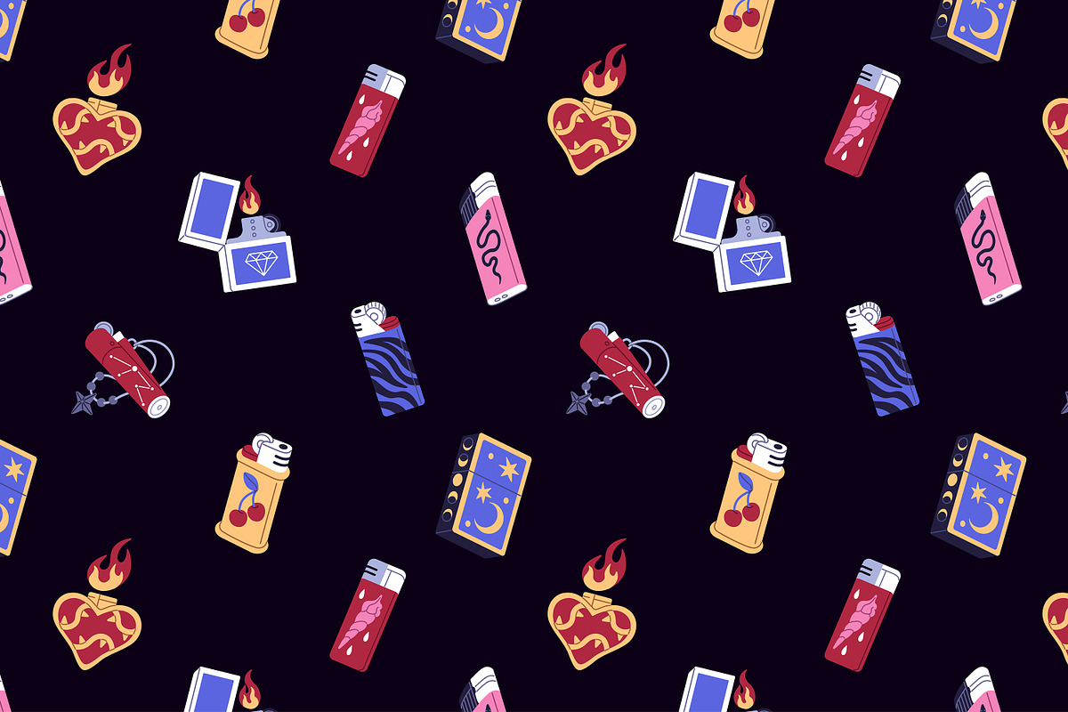Different lighters set + patterns, an Object Illustration by PaperTrident (Photo 5 of 6)