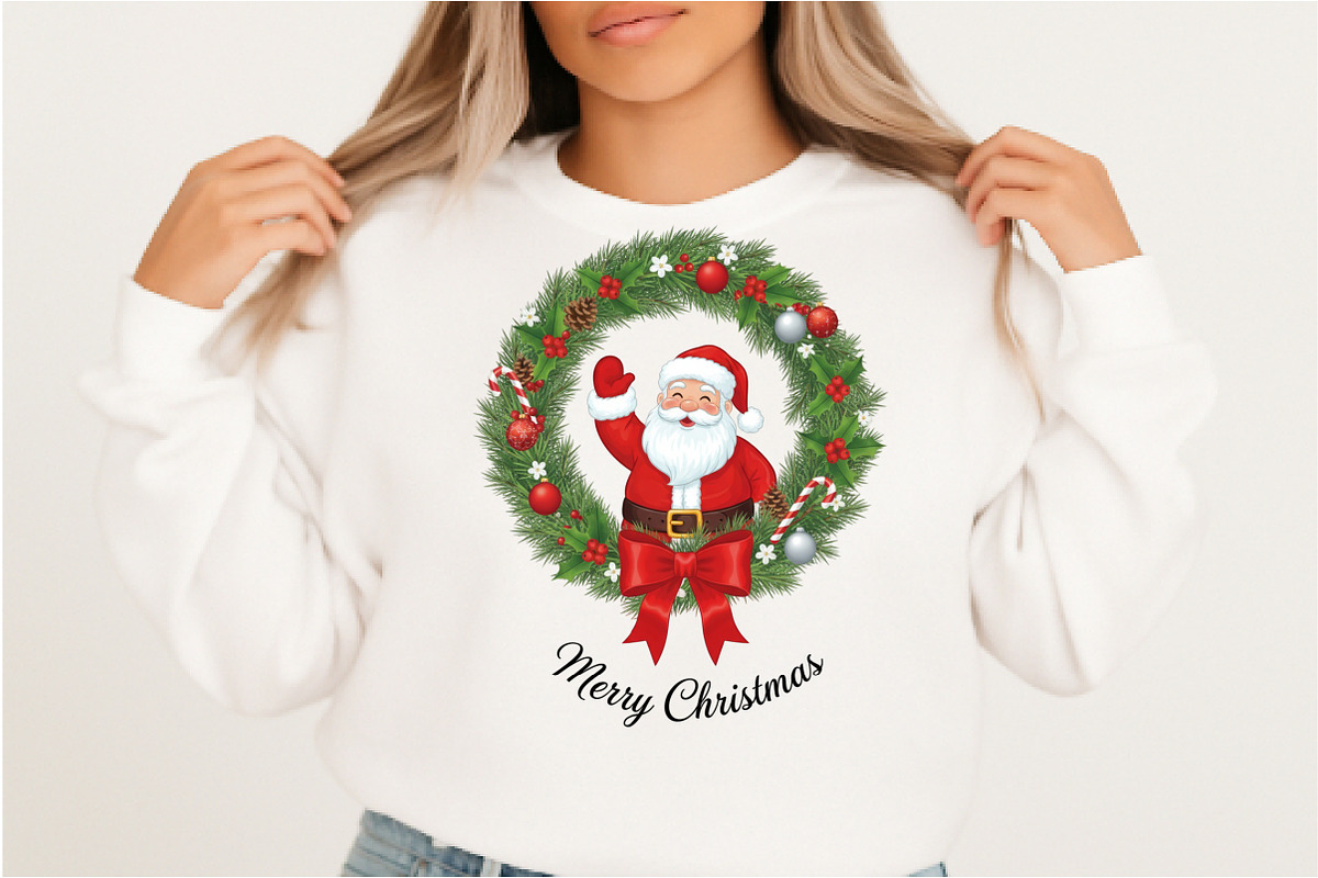 Santa Christmas Wreath PNG, an Illustration by DreamArtGraphic (Photo 2 of 5)