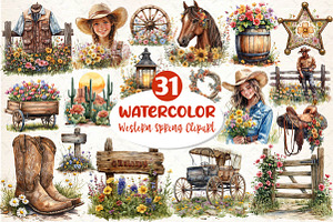 Western Spring Clipart, an Illustration by Dream Creation